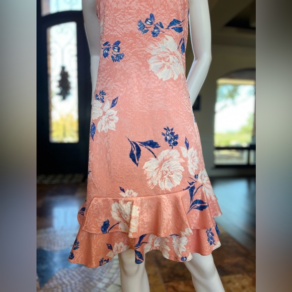 Ivanka Trump - NWT Peach Floral Dress with Ruffle Hem - Picture 2 of 3